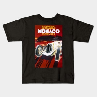 Retro poster - Monaco automobile Grand Prix - vintage - April 1930 Kids T-Shirt